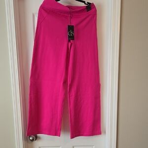 Dear Scarlett Hot Pink Knit Wide-Leg Pants